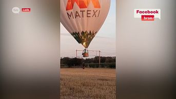 Landende luchtballon kan net ontsnappen aan aanstormende trein in Lede