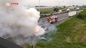 Auto brandt volledig uit op E17 in Haasdonk