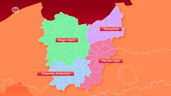 Oost-Vlaanderen wordt opgedeeld in 4 regio's