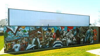 Grijze muur van sporthal GO! Atheneum Geraardsbergen krijgt schitterende muurschildering
