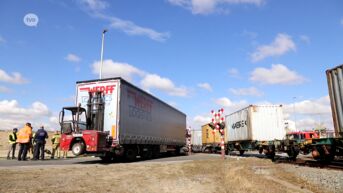 Vrachtwagen gegrepen door goederentrein in Waaslandhaven