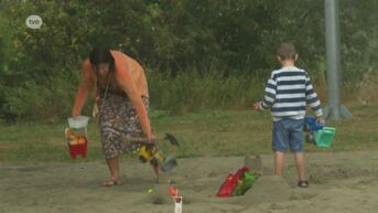 Zandkastelenwedstrijd in Laarne, net op de eerste hevige regendag sinds lang
